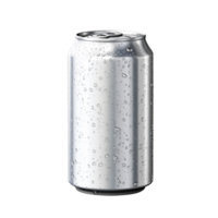 blank Aluminum soda can with water drops isolated on transparent background png