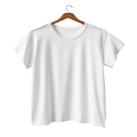 blanco blanco camiseta en percha aislado en transparente antecedentes png