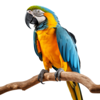 blue and yellow macaw isolated on transparent background png