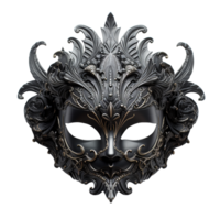 Black Venetian carnival mask isolated on transparent background png