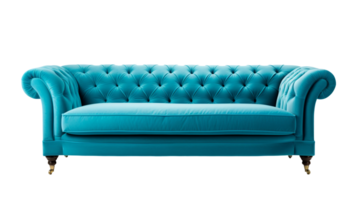 Blue vintage sofa isolated on transparent background png