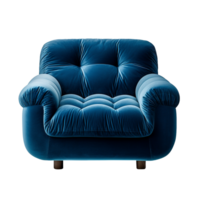 Blue velvet armchair isolated on transparent background png