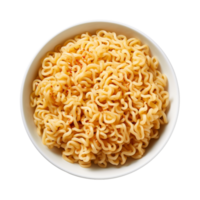 bowl of instant noodles, top view isolated on transparent background png