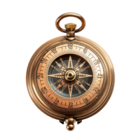 Brass antique compass isolated on transparent background png