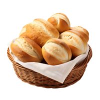 Bread loaves in a basket isolated on transparent background png