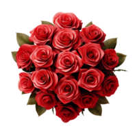 Bouquet of red roses flowers in a love shape isolated on transparent background png
