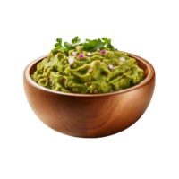 Brown bowl of Guacamole isolated on transparent background png
