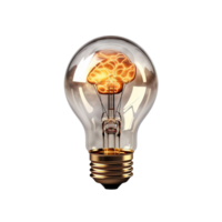 Bulb with brain isolated on transparent background png