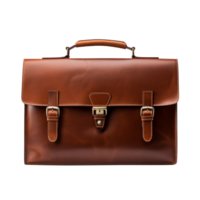 Brown leather briefcase isolated on transparent background png