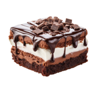 Brownie cake piece isolated on transparent background png