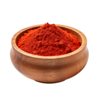 Cayenne pepper in wood bowl isolated on transparent background png