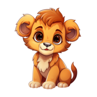 Cartoon cute lion isolated on transparent background png