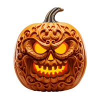 Carved halloween pumpkin isolated on transparent background png