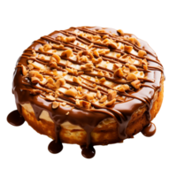 Caramelized peanut cookie cake isolated on transparent background png