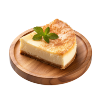 tarta de queso en de madera corte tablero aislado en transparente antecedentes png