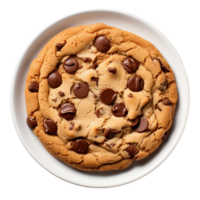 Chocolate chip cookie in a plate isolated on transparent background png