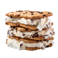 Chocolate chip ice cream sandwich isolated on transparent background png