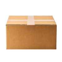 Closed brown cardboard box isolated on transparent background png