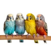 colorful budgies isolated on transparent background png