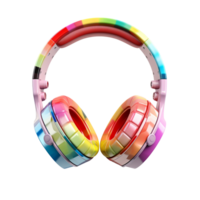 colorful headphones isolated on transparent background png