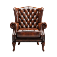 Cozy Vintage Leather Chair isolated on transparent background png
