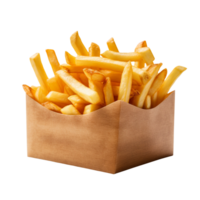 Crispy french fries in a box isolated on transparent background png