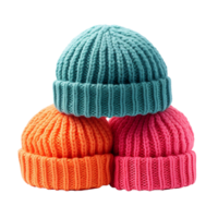 colorful wool beanies hat isolated on transparent background png
