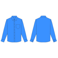 bleu longue manche bouton chemise maquette illustration png