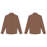 brown long sleeve button shirt mockup illustration png