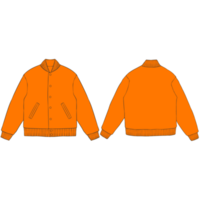 orange varsity bomber jacket mockup illustration png