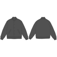 black varsity bomber jacket mockup illustration png
