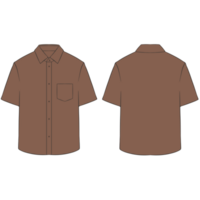 Marrone corto manica camicia vestito modello illustrazione png