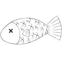 Facile noir contour mort poisson illustration png