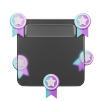 3d rendering of glassmorphism design with medal png