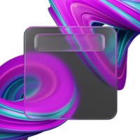 3d rendering of glassmorphism design with abstract png