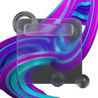 3d rendering of glassmorphism design with abstract png