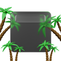 3d rendering of glassmorphism design with tree coconut png