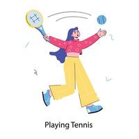 Trendy Playing Tennis vector