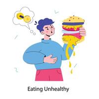 Trendy Eating Unhealthy vector