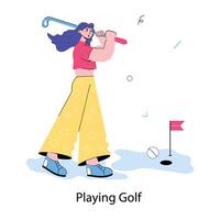 Trendy Playing Golf vector