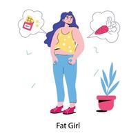 Trendy Fat Girl vector