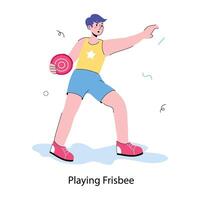 Trendy Playing Frisbee vector