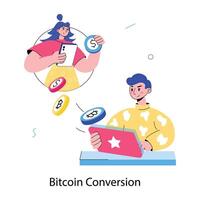 Trendy Bitcoin Conversion vector
