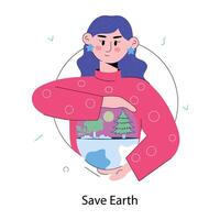 Trendy Save Earth vector