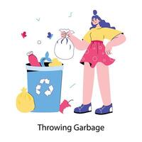 Trendy Throwing Garbage vector