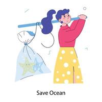 Trendy Save Ocean vector