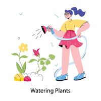 Trendy Watering Plants vector