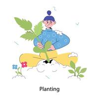 Trendy Planting Concepts vector