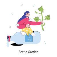 Trendy Bottle Garden vector