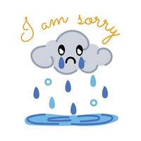 Trendy Sad Cloud vector